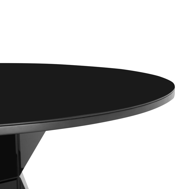 Tov Furniture Iris Black Glass Dining Table, Black