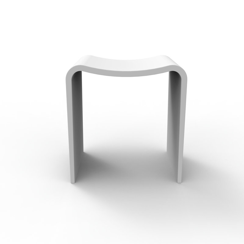 15.7'' Solid Surface Shower Bench Stool, Matte White