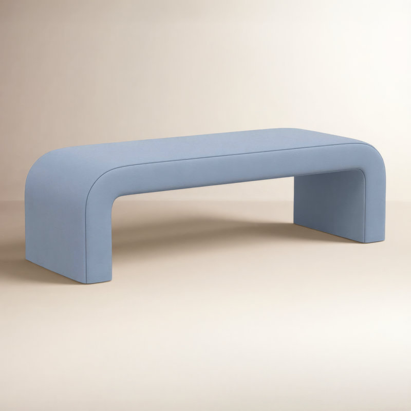 Banc rembourré Barley, Velours océan classique