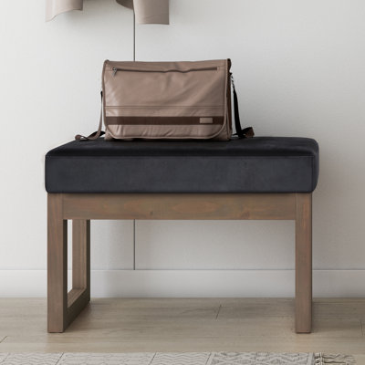 Milltown Ottoman Bench with Upholstered Seat and Solid Wood Frame