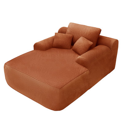Chaise longue en peluche avec accoudoirs larges et coussins décoratifs, canapé-lit douillet sans accoudoirs, pour le salon, la chambre à coucher, aucun assemblage requis