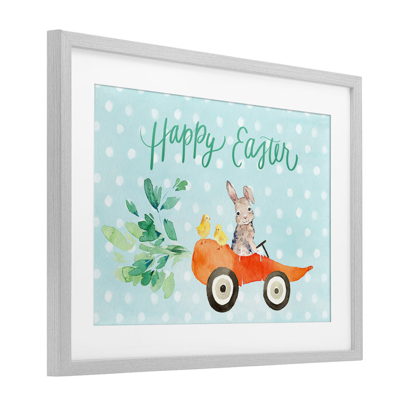 «Pâques Carotte Car Bunny», reproduction encadrée sous verre, conception de Heather Lee Chan, 14" H x 20" W