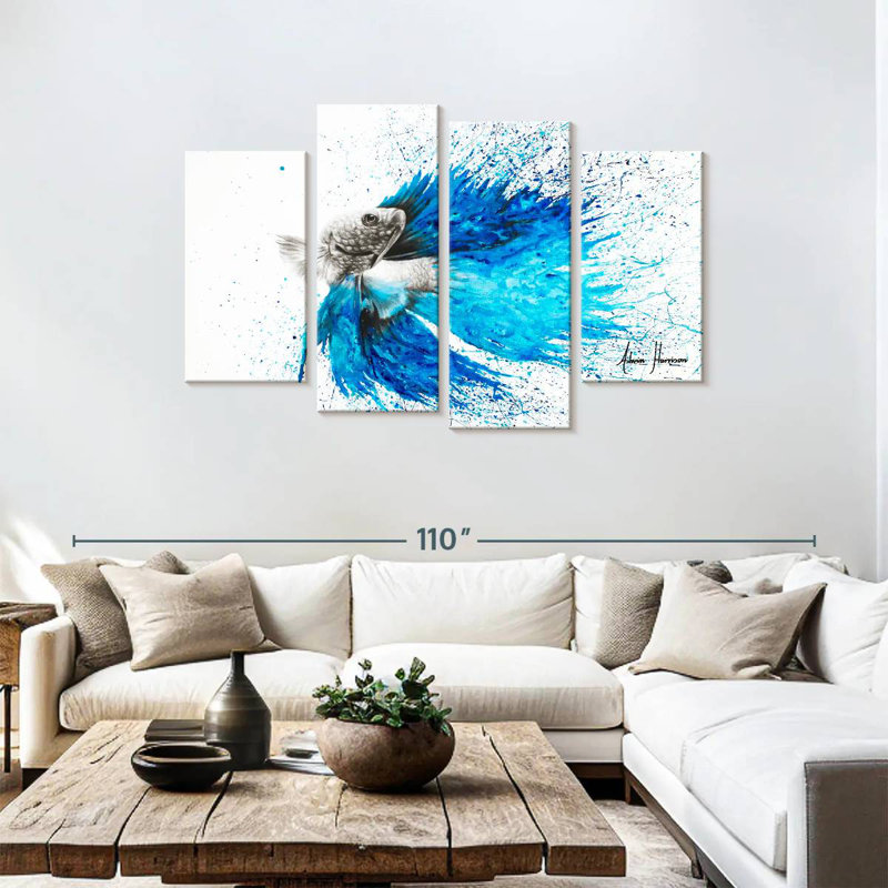 Phthalo Fish Tail, 48" H x 75" W