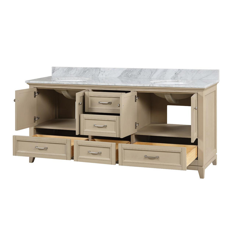 Ensemble de meuble-lavabo double 72 po Lily, Chêne clair