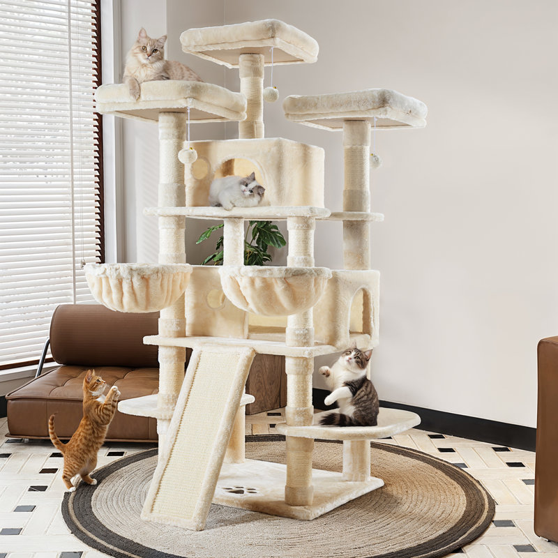68" H Multi-Level Cat Tree, Beige