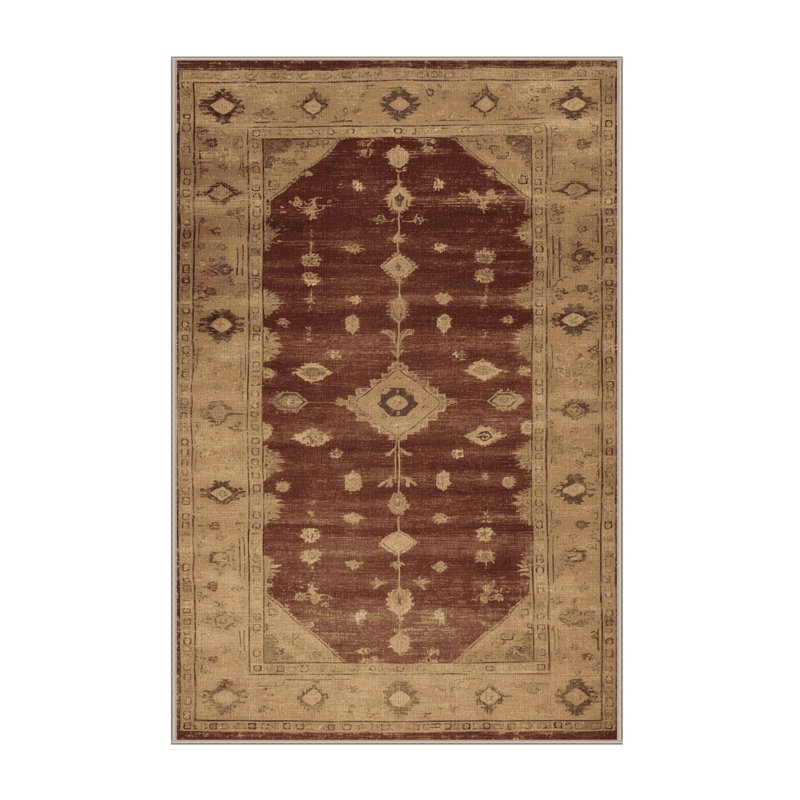Machine Washable Overdyed Brown Area Rug, Rectangle 5' x 8'