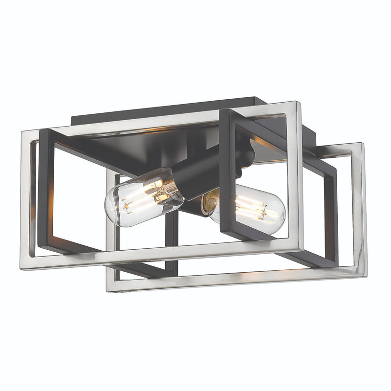 Plafonnier encastré 2 lumières Isiah , Noir mat, Étain