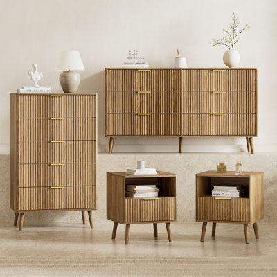 Ensemble de chambre à coucher, commode et tables de chevet 4 pièces
