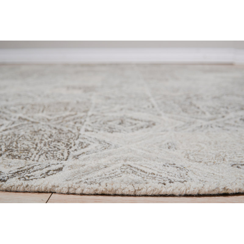 Tapis gris en laine touffeté à la main Cozy Quinn, Rond 6 pi