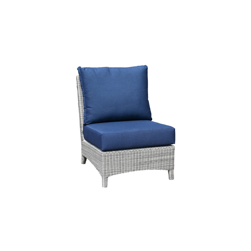 Outdoor Teak Armless Lounge Chair, Gray, Spectrum Indigo Sunbrella® Plainweave