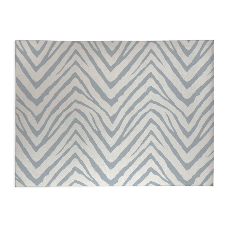 Zebra Stripe Chimi Indoor Doormat, 36" W x 60" L, Slate Blue