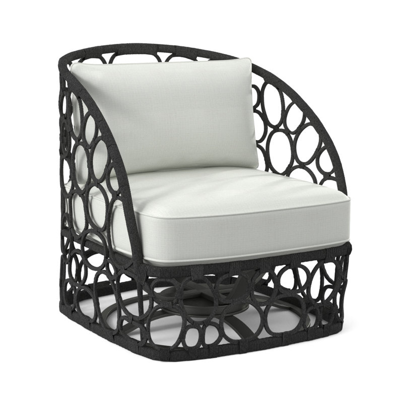 Bali Swivel Patio Chair with Cushions, Cream Linen 6025-002, Lava