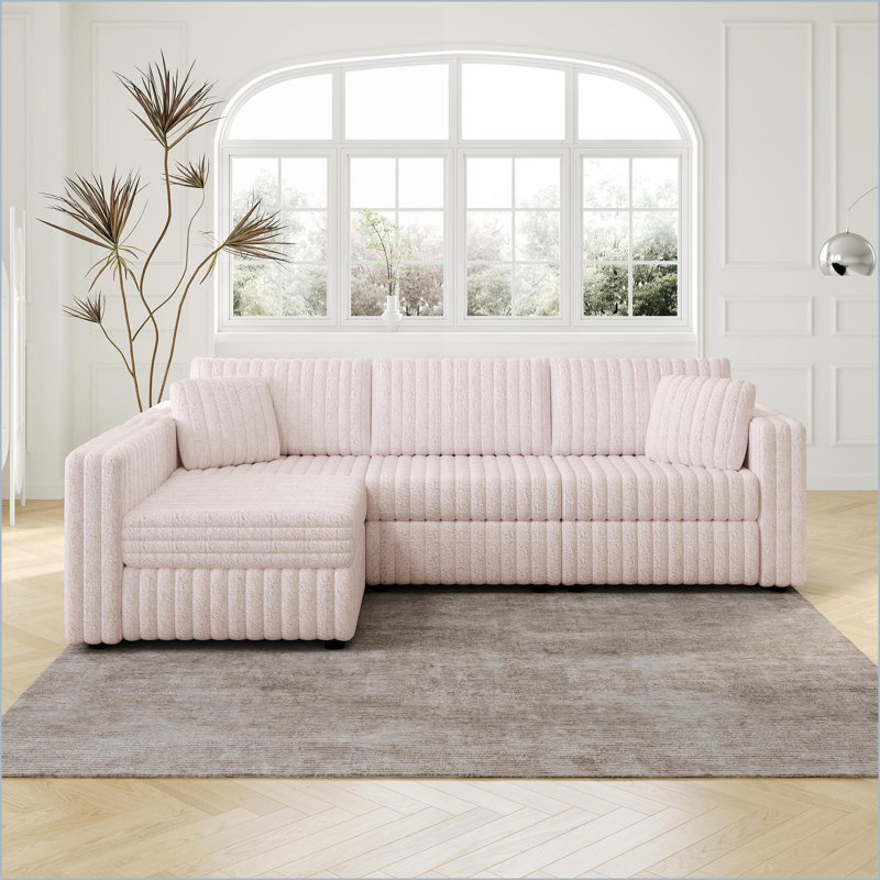 Canapé modulaire, canapé modulaire lavable en L 106,3 po pour salon / chambre à coucher | Rose clair | Standard