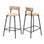 Tabourets de bar tissés à la main avec dossier, ensemble de 2 tabourets ronds en corde de papier avec repose-pieds pour îlot de cuisine et salle à manger-1625134659