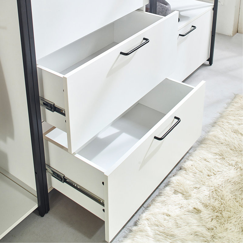 Garde-robe à structure métallique - Eau et chaleur, Rangement très profond, Bois autoportant blanc, Structure, Fabrication, À endommager, Panneau E0