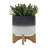 Ceramic and Wood Planter on Stand-666902694-548712989