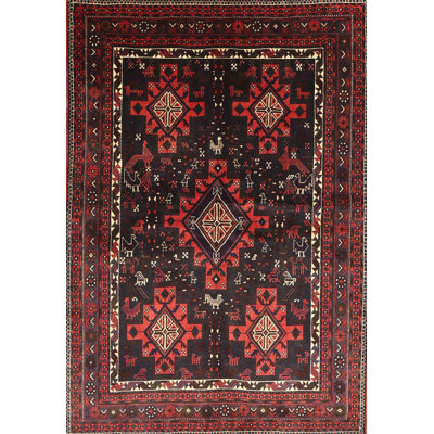 Tapis à motif oriental rouge / noir