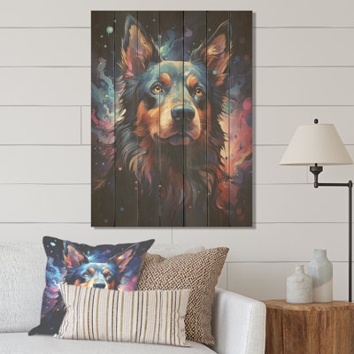 Cosmic Dog Constellations I - Chien sur bois