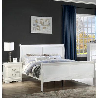 Lit de chambre de couleur blanche, en bois massif pleine grandeur avec fabrication de personnalité