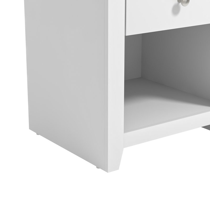 Table de chevet 1 tiroir Tevrat l 19,3 po, Blanc mat