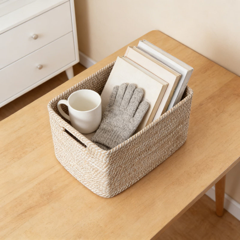 Woven Storage Baskets 5-Pack, Cotton Rope Shelf Organizer Bins For Clothes, Toys, Books, And Bathroom Essentials, Decorative Closet And Pantry Storage Solutions