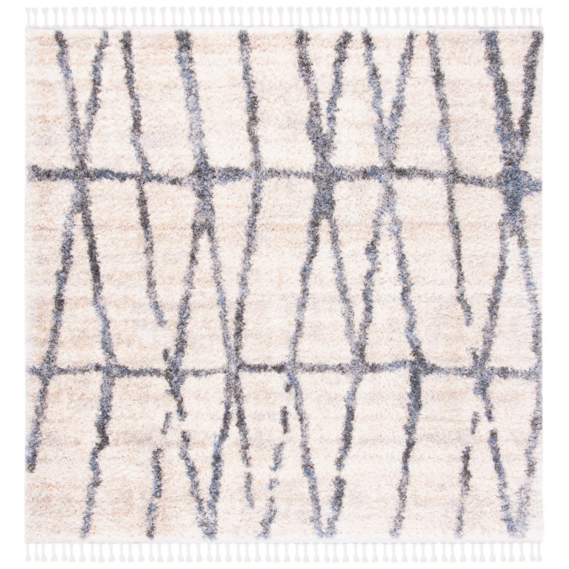 Triplett Fringe Shag Performance Geometric Rug, Square 6'7"