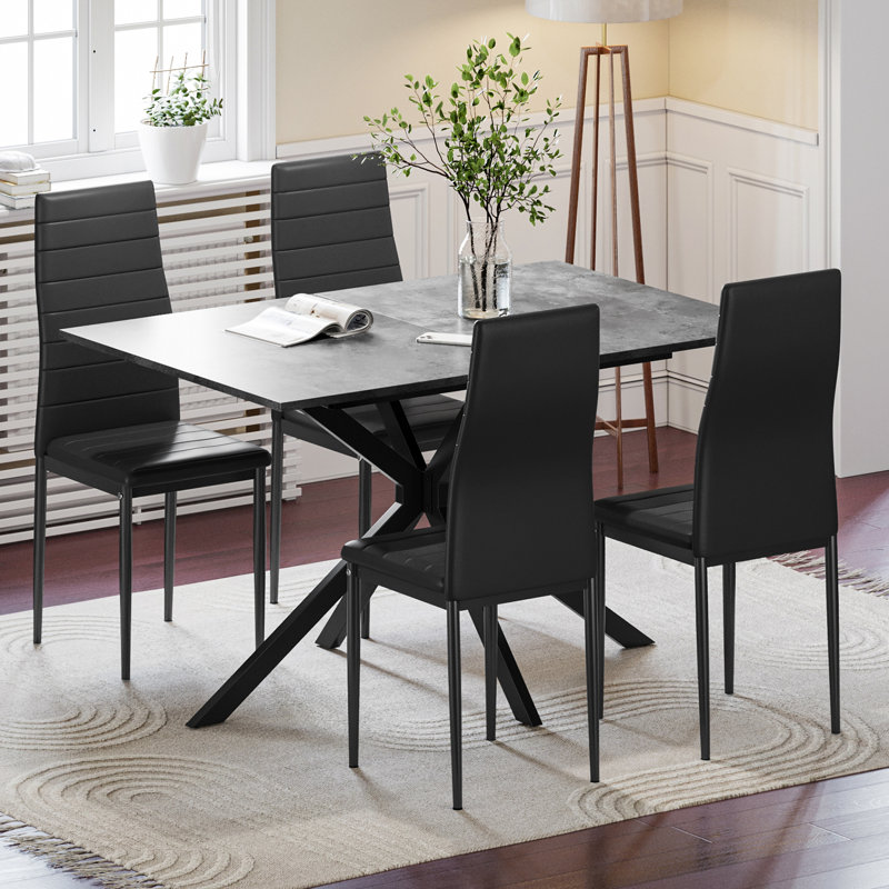 4 - Person Dining Set, Black, Grey