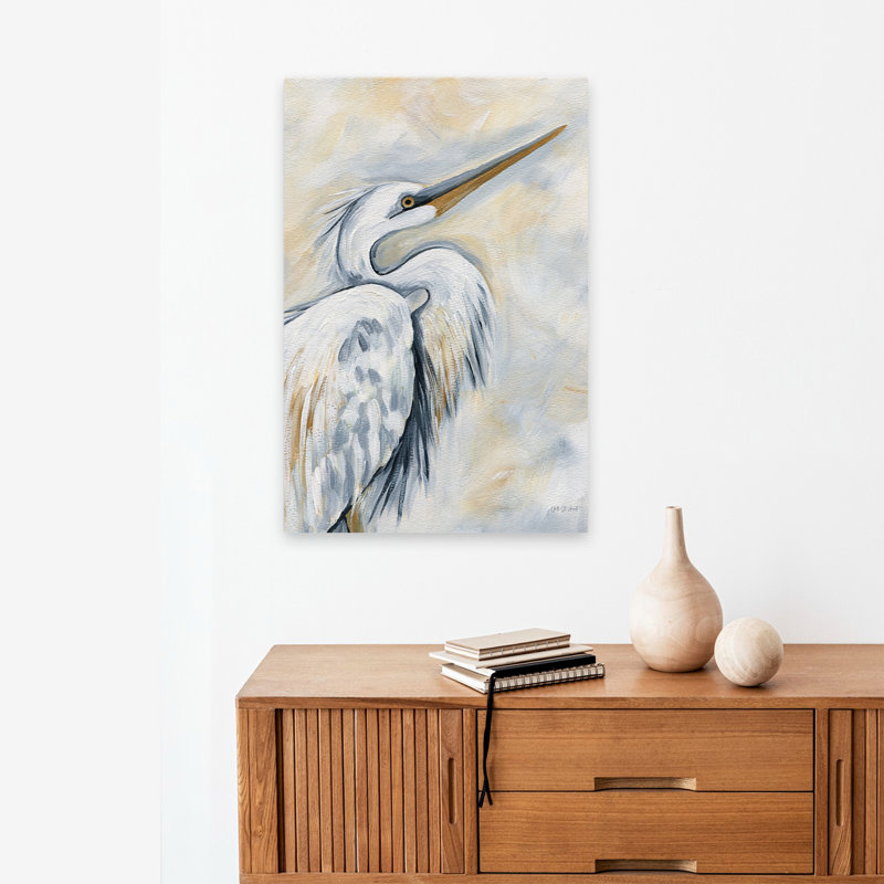 Beachy And Nautical Egret, 24" H x 16" W