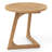 1 PCS Teak Wood Side Table Round Sofa End Table with Slatted Tabletop Nightstand