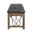 Banc Classic Classic de 56 pouces avec finition cerisier, siège en cuir synthétique, conception en métal et garniture cloutée pour la salle à manger
