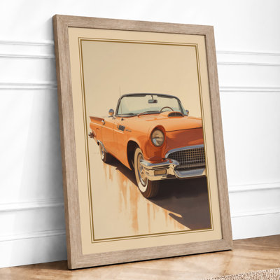 Vintage Orange Convertible Retro - Framed Print