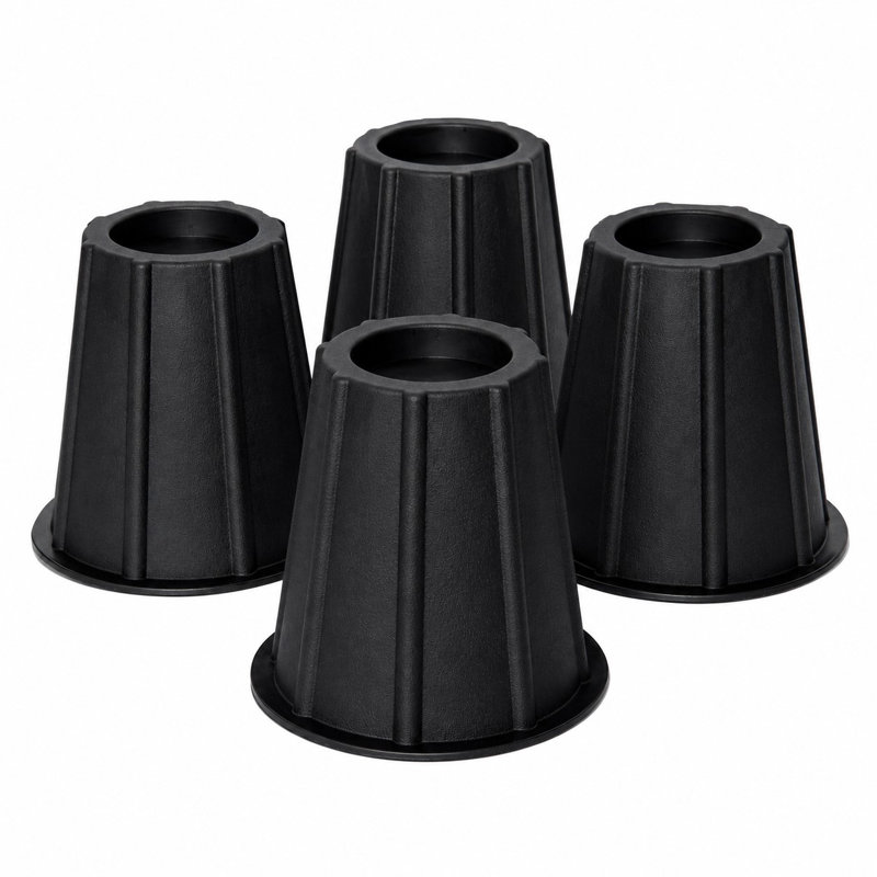 Ensemble de 4 contremarches pour lit rond ultra-robustes UltraRaise, noir