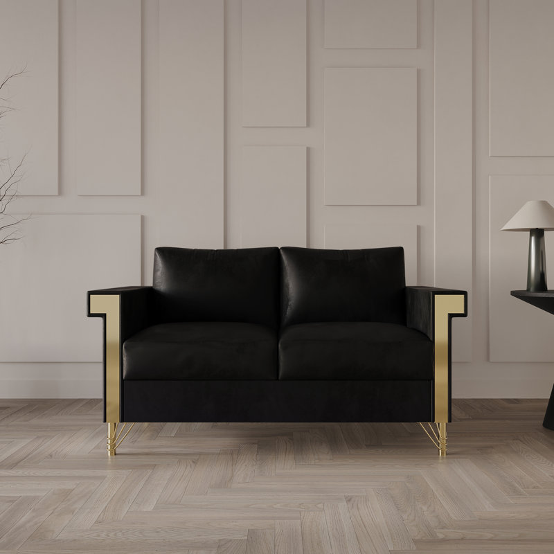 Snaresbrook Fabric 56.3'' Reception Loveseat, Black