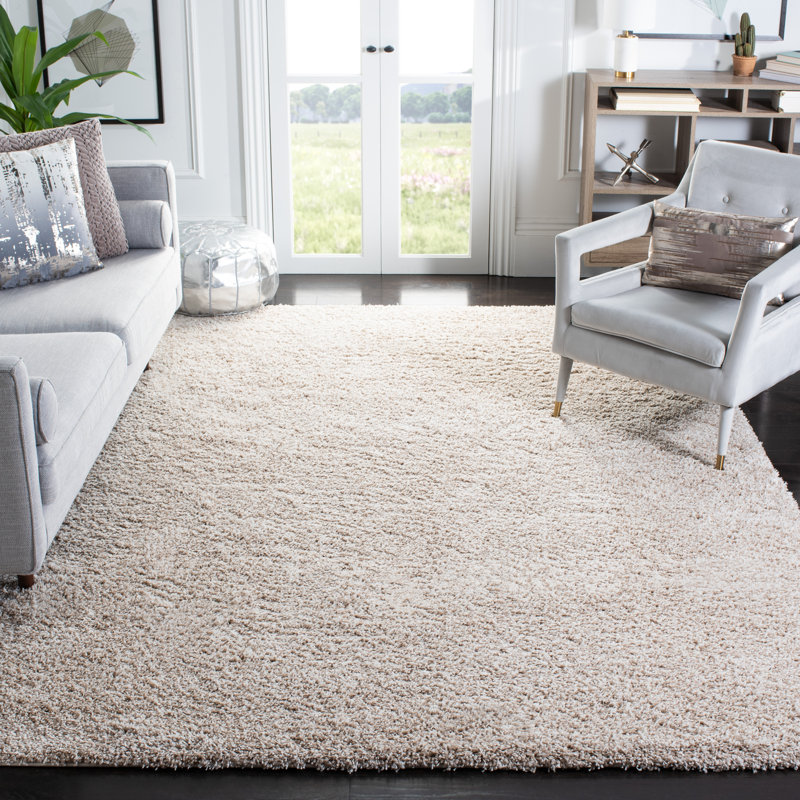 Shag Solid Color Area Rug In Beige, Rectangle 201 x 290 cm