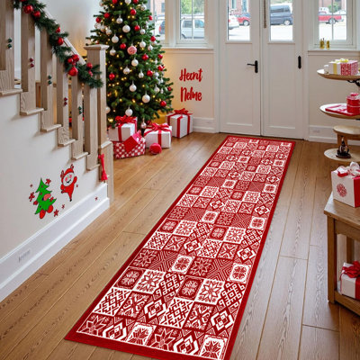 Christmas Decorative Area Rug Machine Washable Rug with Non-Slip Backing