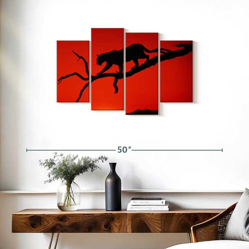 Brampt Red Silhouette Leopard, 22" H x 36" W