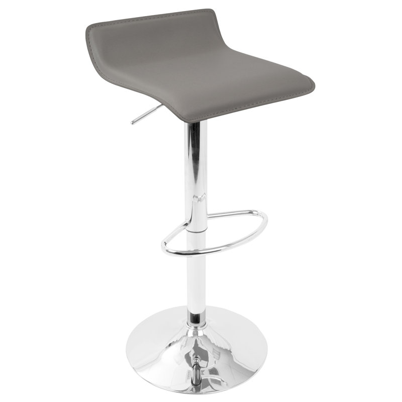 Contemporary Adjustable Barstool In Grey Pu Leather By  - Set Of 2, Grey