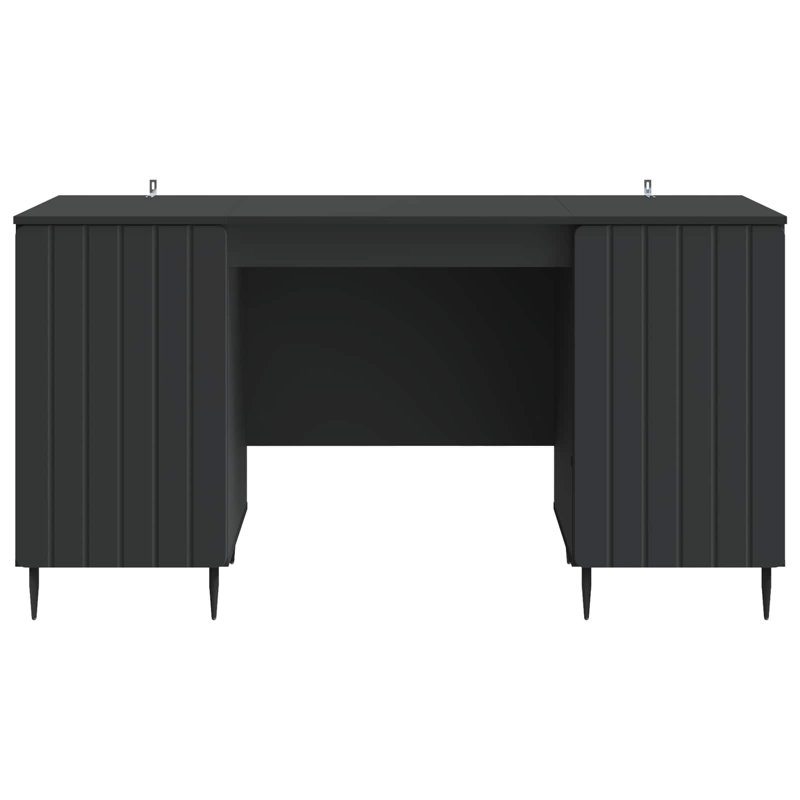  Desk With Shelf With Storage With Door Engineered Wood Modern Set, Black