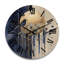 Horloge murale géométrique moderne sur fond bleu foncé et doré à texture abstraite IV-1570509452