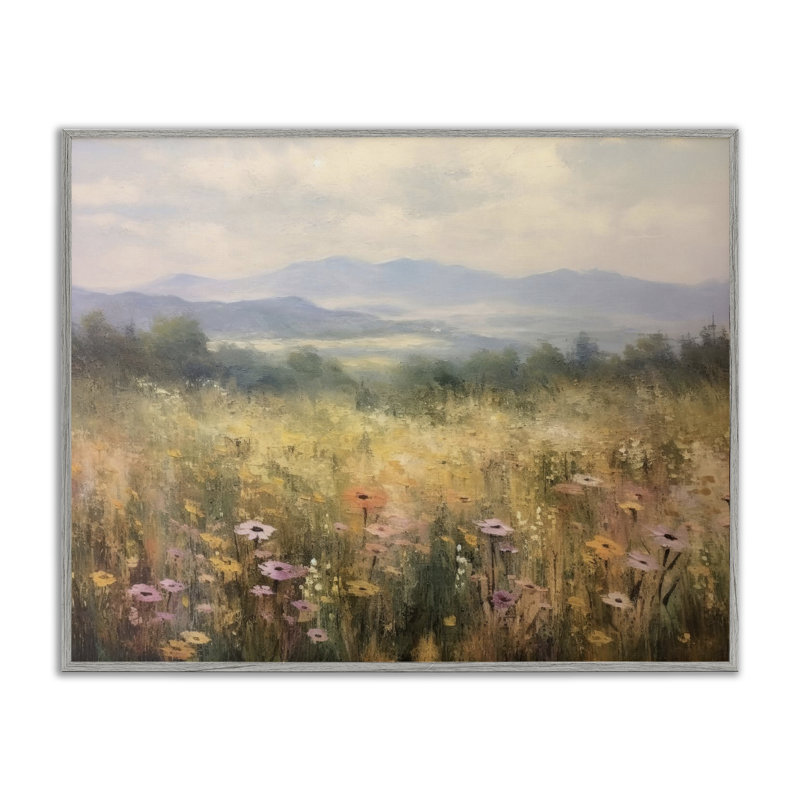Fleurs de prairie et montagnes, estampe numérique, design par LSR Creative Studio, Estampe numérique Farmhouse