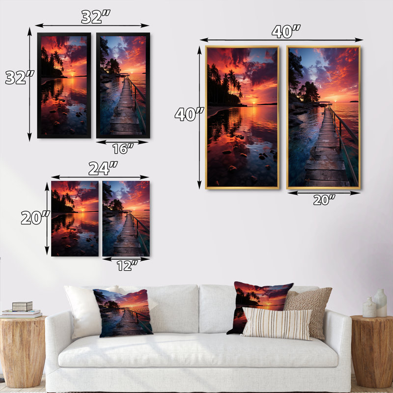 «Dominicana Tropical Sunset Reflections», 2 pièces, Toile tendue, H 32 po x l 32 po
