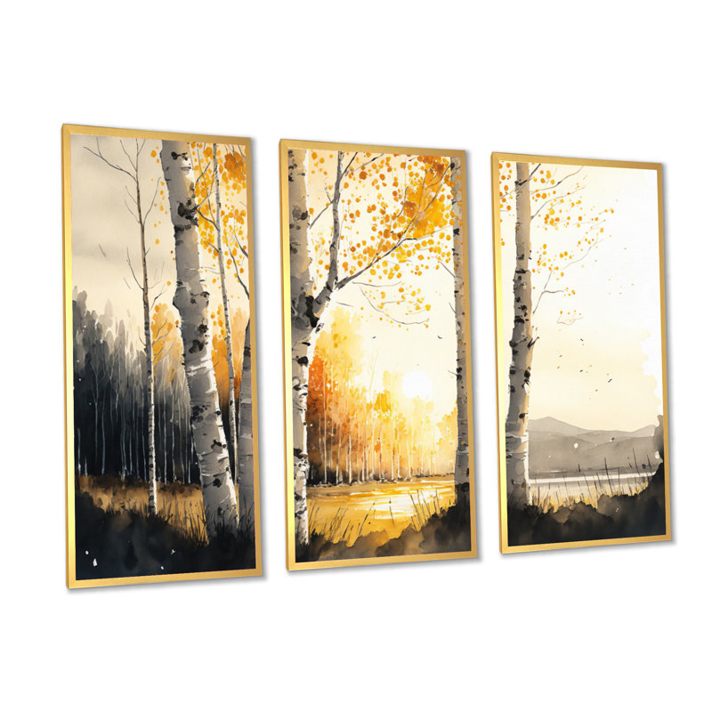 Zeynep - 3 pièces sur toile, Cadre flottant en érable, H 20 po x l 36 po x P 1 po