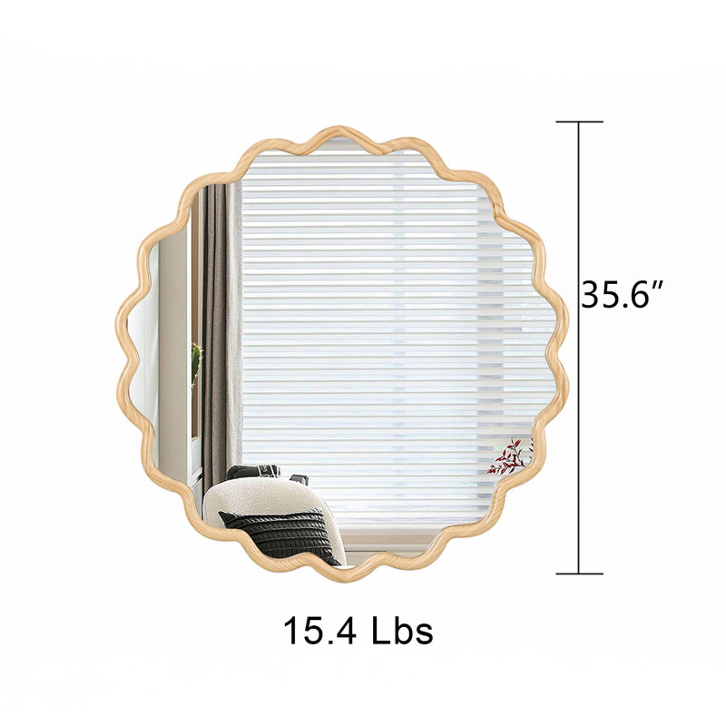 Miroir de meuble-lavabo mural en bois massif, Naturel, 36 po x 36 po