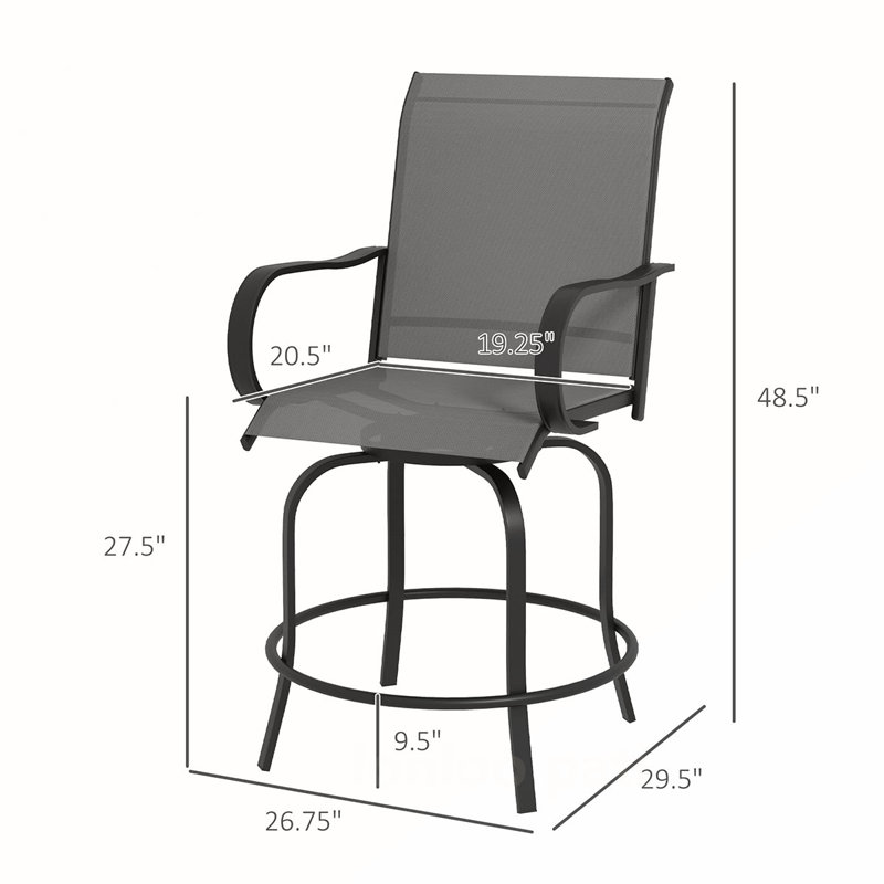 Ensemble de tabourets de bar pivotants d'extérieur pour une détente et un style ultimes, Gris
