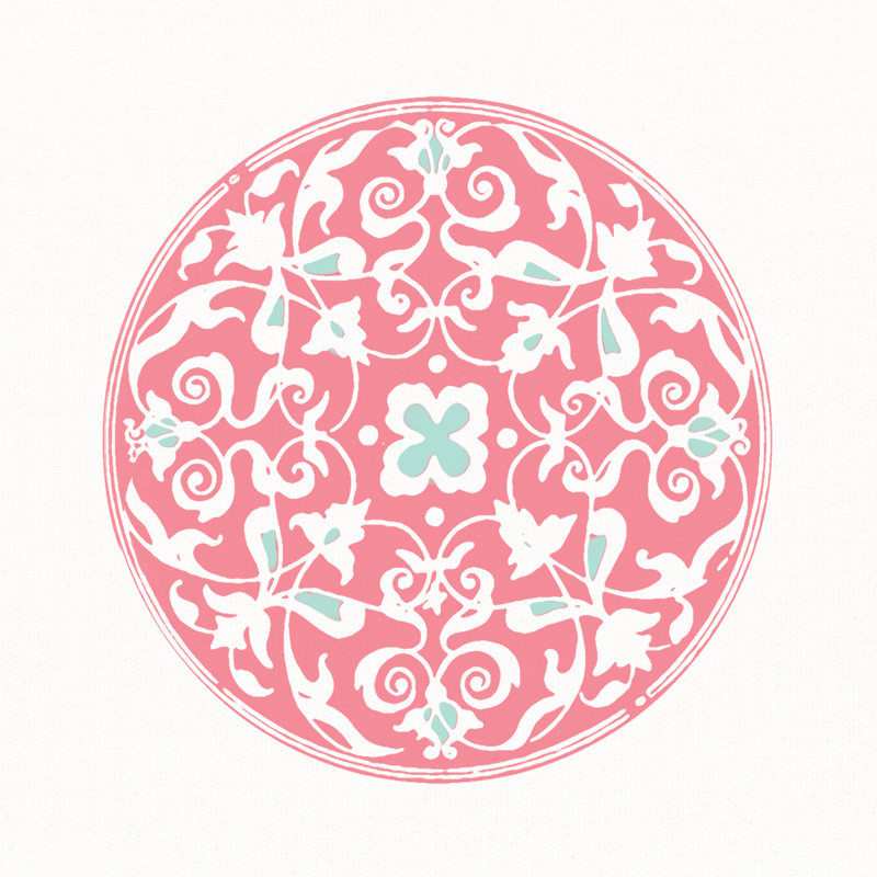 Center Circle Coral - Wrapped Canvas Print, 30cm H x 30cm W x 3.8cm D