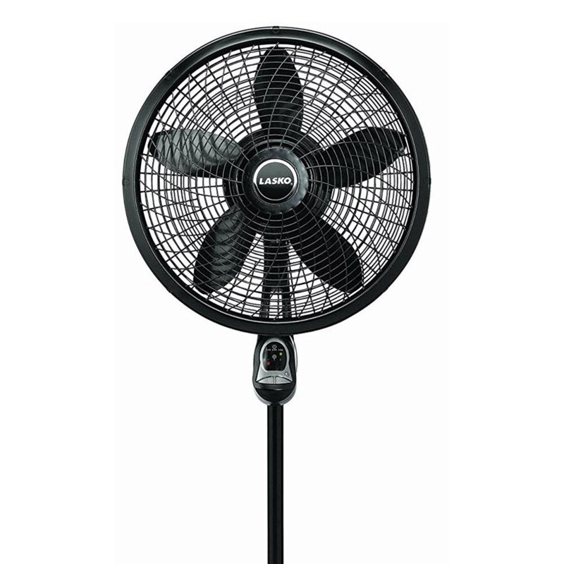 Black 54" Adjustable Height Oscillating Pedestal Fan with Remote