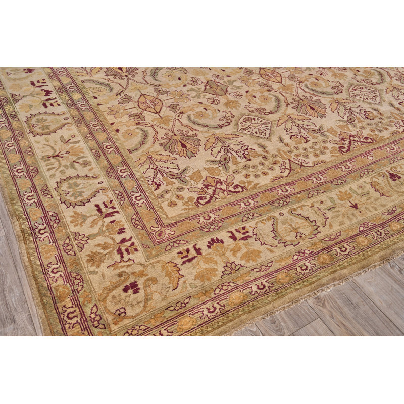 Hand-Knotted Floral Wool Rectangular Area Rug, 11' x 19'4"