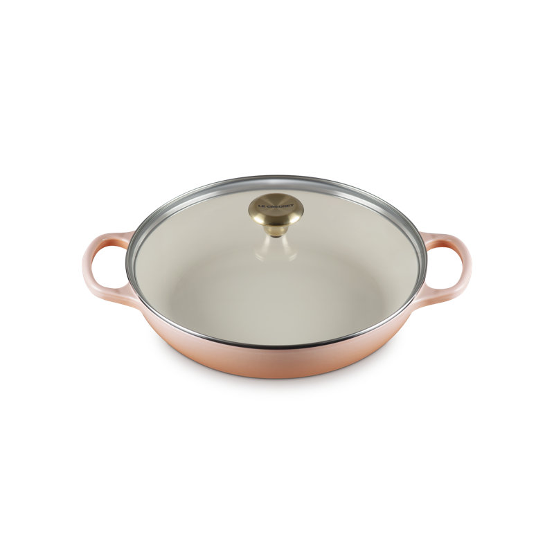 Le Creuset Enameled Cast Iron Signature Round Braiser With Glass Lid, 2.25 Qt., Olive, Peche