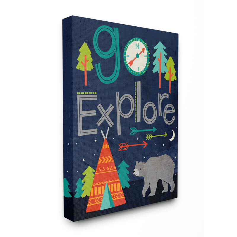 Yara «Go Explore Night Time Tee Pee with Bear», impression, Toile tendue, H 30 po x l 24 po x P 1,5 po