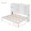 Grand lit escamotable mural avec accents en rotin - Armoire compacte blanche pour bureau à domicile et chambre d'amis